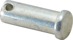 Made in USA - 1/2" Pin Diam, 1-1/4" OAL, Standard Clevis Pin - 5/32" Hole, 1-3/32" Usable Length, Zinc-Plated Steel - A1 Tooling