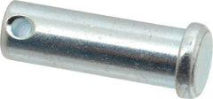 Made in USA - 1/2" Pin Diam, 1-1/2" OAL, Standard Clevis Pin - 5/32" Hole, 1-11/32" Usable Length, Zinc-Plated Steel - A1 Tooling