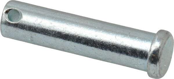 Made in USA - 1/2" Pin Diam, 2" OAL, Standard Clevis Pin - 5/32" Hole, 1-27/32" Usable Length, Zinc-Plated Steel - A1 Tooling