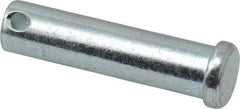 Made in USA - 1/2" Pin Diam, 2" OAL, Standard Clevis Pin - 5/32" Hole, 1-27/32" Usable Length, Zinc-Plated Steel - A1 Tooling