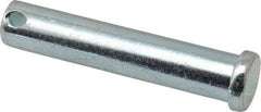 Made in USA - 1/2" Pin Diam, 2-1/2" OAL, Standard Clevis Pin - 5/32" Hole, 2-11/32" Usable Length, Zinc-Plated Steel - A1 Tooling