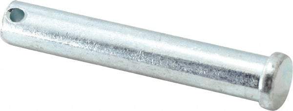 Made in USA - 1/2" Pin Diam, 3" OAL, Standard Clevis Pin - 5/32" Hole, 2-27/32" Usable Length, Zinc-Plated Steel - A1 Tooling