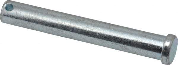 Made in USA - 1/2" Pin Diam, 3-1/2" OAL, Standard Clevis Pin - 5/32" Hole, 3-11/32" Usable Length, Zinc-Plated Steel - A1 Tooling