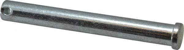 Made in USA - 1/2" Pin Diam, 4" OAL, Standard Clevis Pin - 5/32" Hole, 3-27/32" Usable Length, Zinc-Plated Steel - A1 Tooling