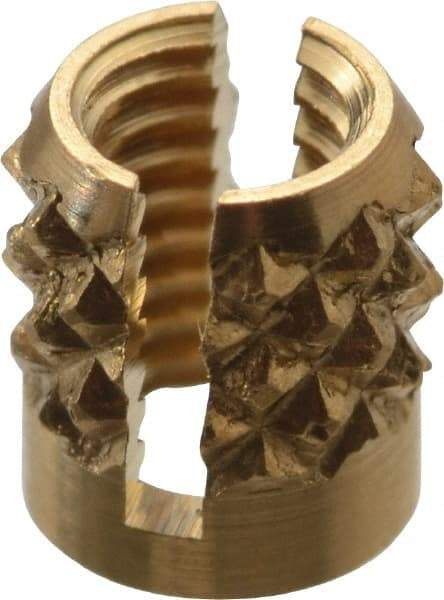 E-Z LOK - M3x0.50 Metric Coarse Brass Flush Press Fit Threaded Insert for Plastic - 3/16" OAL, 0.166" Insert Diam, 5/32" Hole Diam, 5/32" Drill - A1 Tooling