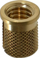 E-Z LOK - 5/16-18 UNC Brass Flanged Press Fit Threaded Insert for Plastic - 9/16" OAL, 0.389" Insert Diam, 0.357" Hole Diam, 3/8" Drill - A1 Tooling