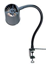 Made in USA - 24 Inch, Gooseneck, Clamp on, Incandescent, Black, General Purpose Task Light - 100 Watt, 120 Volt, Nonmagnifying - A1 Tooling