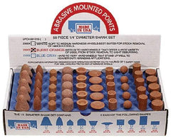 Made in USA - 100 Piece Aluminum Oxide Vitrified Mounted Stone Abrasive Point Set - Includes Shapes A4, A12, A14, A21, A32, A37, A39, A40, W206 & W218 - A1 Tooling