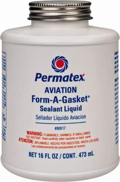 Permatex - 16 oz Aviation Gasket Sealant - -65 to 400°F, Dark Brown, Comes in Brush Top Can - A1 Tooling