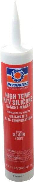 Permatex - 11 oz Cartridge Red RTV Silicone Gasket Sealant - -65 to 600°F Operating Temp, 24 hr Full Cure Time - A1 Tooling