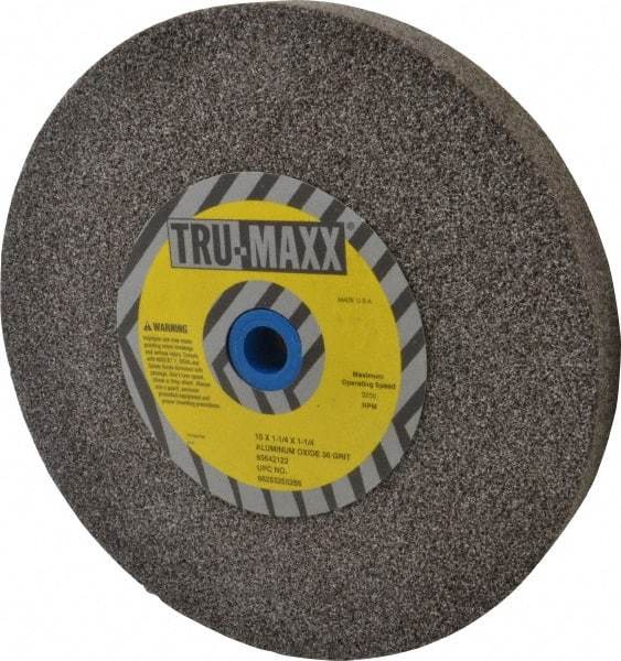 Tru-Maxx - 36 Grit Aluminum Oxide Bench & Pedestal Grinding Wheel - 10" Diam x 1-1/4" Hole x 1-1/4" Thick, 3250 Max RPM, O Hardness, Very Coarse Grade , Vitrified Bond - A1 Tooling