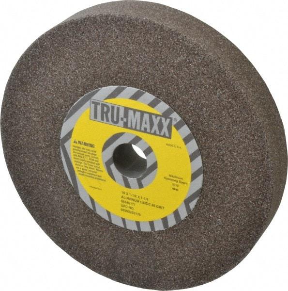 Tru-Maxx - 46 Grit Aluminum Oxide Bench & Pedestal Grinding Wheel - 10" Diam x 1-1/4" Hole x 1-1/2" Thick, 3250 Max RPM, P Hardness, Coarse Grade , Vitrified Bond - A1 Tooling