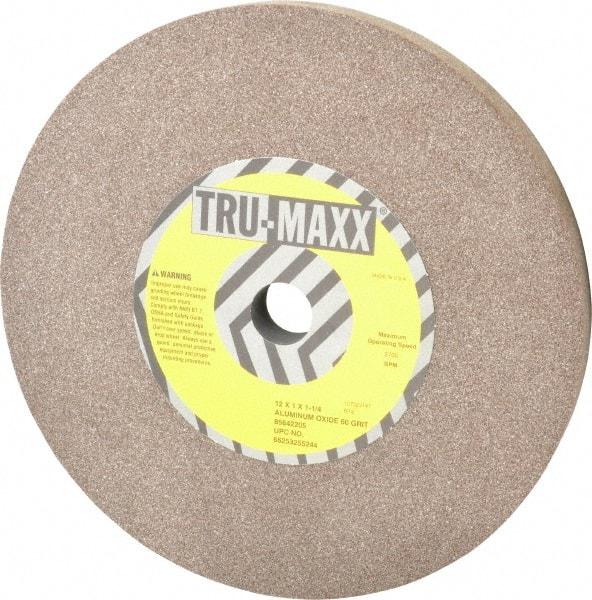 Tru-Maxx - 60 Grit Aluminum Oxide Bench & Pedestal Grinding Wheel - 12" Diam x 1-1/4" Hole x 1" Thick, 2705 Max RPM, P Hardness, Medium Grade , Vitrified Bond - A1 Tooling