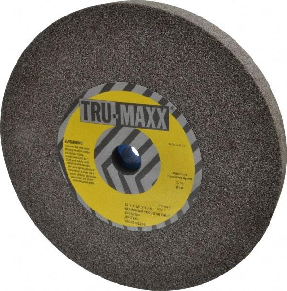 Tru-Maxx - 46 Grit Aluminum Oxide Bench & Pedestal Grinding Wheel - 12" Diam x 1-1/4" Hole x 1-1/2" Thick, 2705 Max RPM, P Hardness, Coarse Grade , Vitrified Bond - A1 Tooling