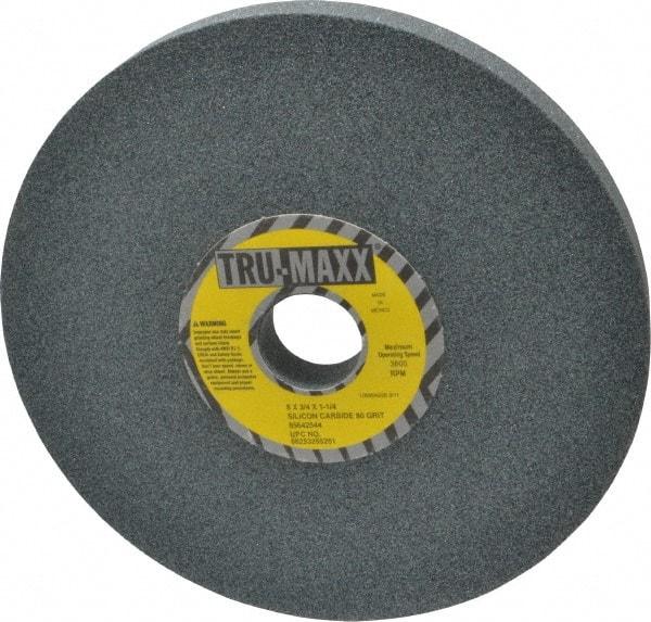 Tru-Maxx - 80 Grit Silicon Carbide Bench & Pedestal Grinding Wheel - 8" Diam x 1-1/4" Hole x 3/4" Thick, 3600 Max RPM, K Hardness, Medium Grade , Vitrified Bond - A1 Tooling