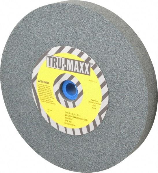 Tru-Maxx - 60 Grit Silicon Carbide Bench & Pedestal Grinding Wheel - 10" Diam x 1-1/4" Hole x 1-1/4" Thick, 3250 Max RPM, K Hardness, Medium Grade , Vitrified Bond - A1 Tooling