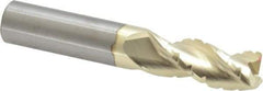 Accupro - 1/2" Diam, 1-1/4" LOC, 3 Flute Solid Carbide Roughing & Finishing Square End Mill - ZrN Finish, 3" OAL, 1/2" Shank Diam, Straight Shank, 37° Helix, Centercutting - A1 Tooling