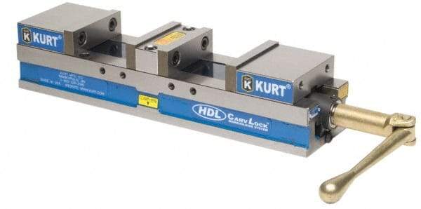 Kurt - 4" Jaw Width, 2-63/64" Jaw Opening Capacity, Horizontal Stationary Machine Vise - Manual Operation, 5,870 Lb Capacity, 1 Station, 17.7" Long x 3.775" High x 1-13/32" Deep, 35.56mm Jaw Height - A1 Tooling