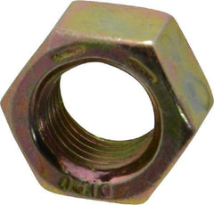 Value Collection - 3/8-24 UNF Steel Right Hand Hex Nut - 9/16" Across Flats, 21/64" High, Zinc Yellow Dichromate Finish - A1 Tooling