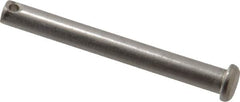 Made in USA - 1/4" Pin Diam, 2-1/4" OAL, Standard Clevis Pin - 3/32" Hole, 2-5/32" Usable Length, Uncoated Stainless Steel - A1 Tooling