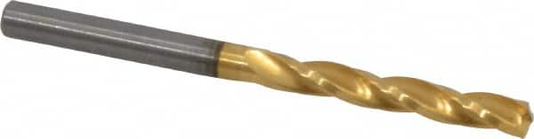 Guhring - 5/32" 150° Solid Carbide Jobber Drill - TiN Finish, Right Hand Cut, Spiral Flute, Straight Shank, 2-5/32" OAL, Standard Point - A1 Tooling