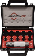 Mayhew - 11 Piece, 1/8 to 3/4", Hollow Punch Set - Round Shank, Alloy Steel, Comes in Plastic Case - A1 Tooling