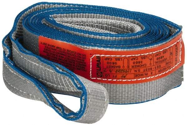 Lift-All - 14' Long x 3" Wide, 4,800 Lb Vertical Capacity, 1 Ply, Polyester Web Sling - 3,800 Lb Choker Capacity, Silver (Color) - A1 Tooling