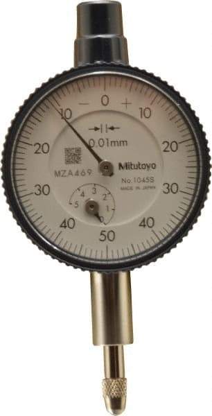 Mitutoyo - 5mm Range, 0-50 Dial Reading, 0.01mm Graduation Dial Drop Indicator - 40mm Dial, 1mm Range per Revolution, 0.013mm Accuracy, Revolution Counter - A1 Tooling