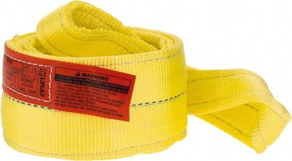 Lift-All - 6' Long x 4" Wide, 11,500 Lb Vertical Capacity, 2 Ply, Polyester Web Sling - 9,200 Lb Choker Capacity, Yellow - A1 Tooling