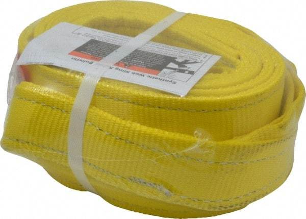 Lift-All - 10' Long x 4" Wide, 11,500 Lb Vertical Capacity, 2 Ply, Polyester Web Sling - 9,200 Lb Choker Capacity, Yellow - A1 Tooling