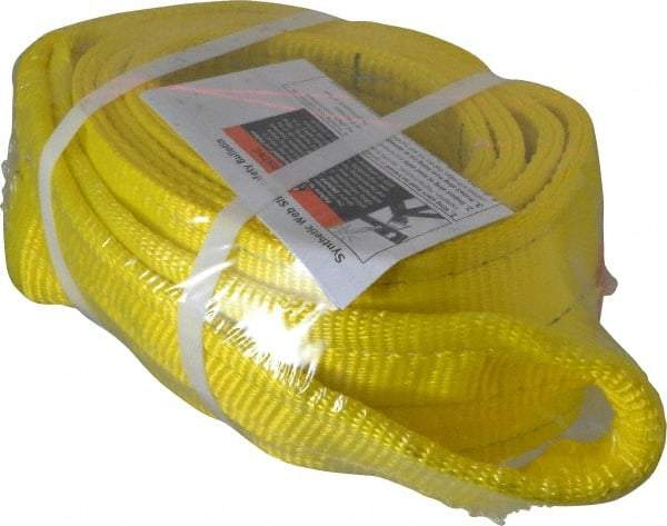 Lift-All - 8' Long x 4" Wide, 11,500 Lb Vertical Capacity, 2 Ply, Polyester Web Sling - 9,200 Lb Choker Capacity, Yellow - A1 Tooling