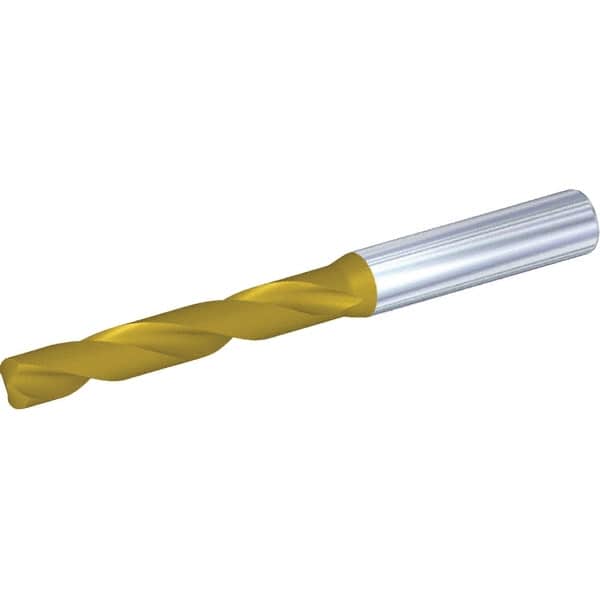 Kennametal - 9.7mm 140° Spiral Flute Solid Carbide Screw Machine Drill Bit - Multilayer TiAlN Finish, Right Hand Cut, 47mm Flute Length, 89mm OAL, Standard Point, Straight Shank - A1 Tooling