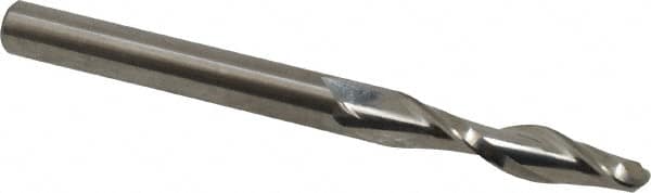 Onsrud - 1/4" Cutting Diam x 1-1/8" Length of Cut, 2 Flute, Upcut Spiral Router Bit - Uncoated, Right Hand Cut, Solid Carbide, 3" OAL x 1/4" Shank Diam, Ball End Taper, 30° Helix Angle - A1 Tooling