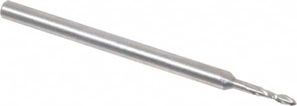 Onsrud - 1/16" Cutting Diam x 1/4" Length of Cut, 2 Flute, Upcut Spiral Router Bit - Uncoated, Right Hand Cut, Solid Carbide, 2" OAL x 1/8" Shank Diam, Ball End Taper, 30° Helix Angle - A1 Tooling