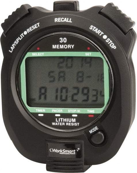 Value Collection - Water Resistant Digital Stopwatch - Pacer, Count Down Timer, CR2032, Back Lit, Black - A1 Tooling