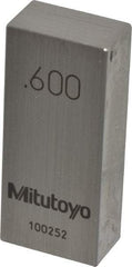 Mitutoyo - 0.6" Rectangular Steel Gage Block - Accuracy Grade 0, Includes Certificate of Inspection - A1 Tooling