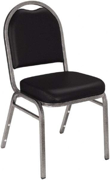 NPS - Vinyl Black Stacking Chair - Silver Frame, 18" Wide x 20" Deep x 34" High - A1 Tooling