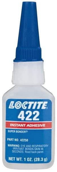 Loctite - 1 oz Bottle Clear Instant Adhesive - Series 422, 30 sec Working Time, 24 hr Full Cure Time, Bonds to Metal, Plastic & Rubber - A1 Tooling