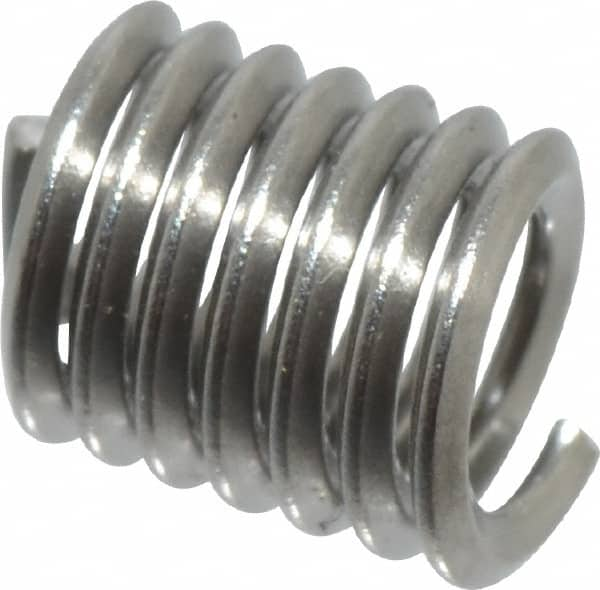 Heli-Coil - #4-40 UNC, 0.224" OAL, Free Running Helical Insert - 6-3/4 Free Coils, Tanged, Stainless Steel, 2D Insert Length - Exact Industrial Supply