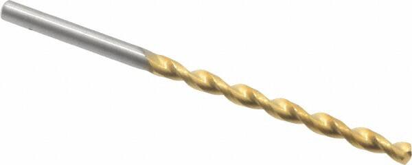 Guhring - #24 130° Solid Carbide Jobber Drill - TiN Finish, Right Hand Cut, Parabolic Flute, Straight Shank, 3-1/8" OAL, Standard Point - A1 Tooling