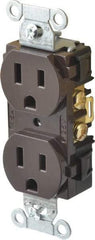 Hubbell Wiring Device-Kellems - 125 VAC, 15 Amp, 5-15R NEMA Configuration, Brown, Specification Grade, Self Grounding Duplex Receptacle - 1 Phase, 2 Poles, 3 Wire, Flush Mount - A1 Tooling