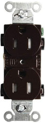 Hubbell Wiring Device-Kellems - 125 VAC, 15 Amp, 5-15R NEMA Configuration, Brown, Specification Grade, Self Grounding Duplex Receptacle - 1 Phase, 2 Poles, 3 Wire, Flush Mount, Tamper Resistant - A1 Tooling