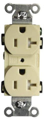 Hubbell Wiring Device-Kellems - 125 VAC, 20 Amp, 5-20R NEMA Configuration, Ivory, Specification Grade, Self Grounding Duplex Receptacle - 1 Phase, 2 Poles, 3 Wire, Flush Mount, Tamper Resistant - A1 Tooling