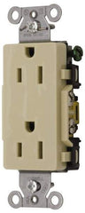 Hubbell Wiring Device-Kellems - 125 VAC, 15 Amp, 5-15R NEMA Configuration, Ivory, Specification Grade, Self Grounding Duplex Receptacle - 1 Phase, 2 Poles, 3 Wire, Flush Mount - A1 Tooling