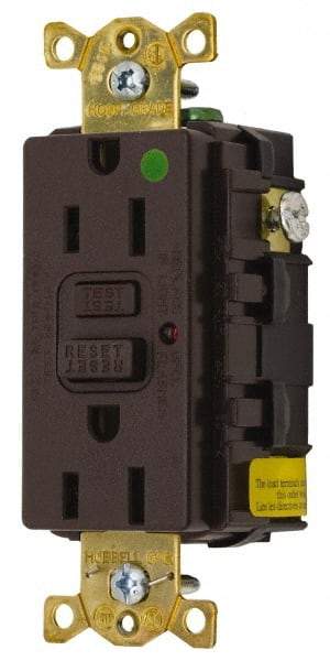 Hubbell Wiring Device-Kellems - 1 Phase, 5-15R NEMA, 125 VAC, 15 Amp, Self Grounding, GFCI Receptacle - 2 Pole, Back and Side Wiring, Hospital Grade - A1 Tooling