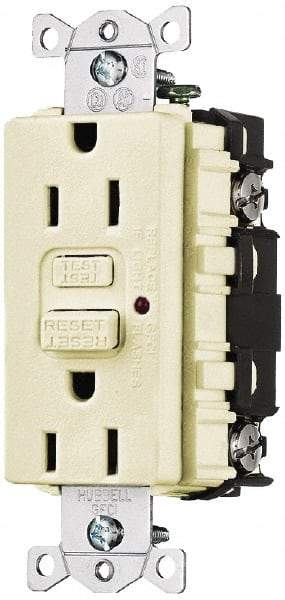 Hubbell Wiring Device-Kellems - 1 Phase, 5-15R NEMA, 125 VAC, 15 Amp, Self Grounding, GFCI Receptacle - 2 Pole, Back and Side Wiring, Tamper Resistant, Weather Resistant, Industrial Grade - A1 Tooling