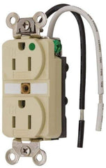 Hubbell Wiring Device-Kellems - 125 VAC, 15 Amp, 5-15R NEMA Configuration, Ivory, Hospital Grade, Self Grounding Duplex Receptacle - 1 Phase, 2 Poles, 3 Wire, Flush Mount, Chemical, Corrosion and Impact Resistant, Tamper Resistant - A1 Tooling