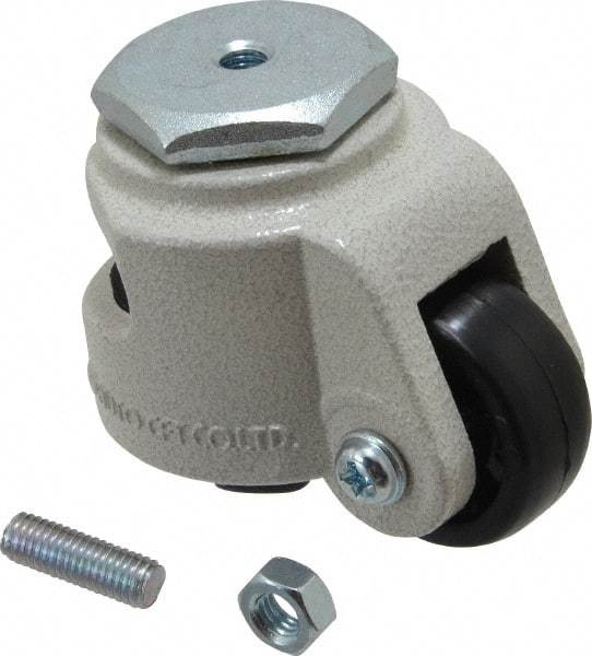 Sunnex - 7/8" Wide, Nylon Swivel Caster - 50 Lb Capacity, Threaded Stem Mount, 2.87" x 2.87" Plate, Ball Bearing - A1 Tooling