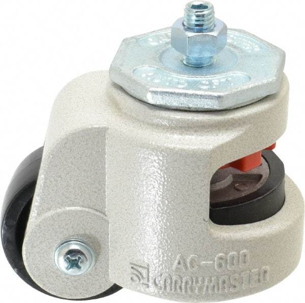 Sunnex - 1-1/8" Wide, Nylon Swivel Caster - 600 Lb Capacity, Threaded Stem Mount, 3.54" x 3.54" Plate, Ball Bearing - A1 Tooling