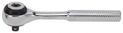 Proto - 1/4" Drive Round Head Standard Ratchet - Chrome Finish, 4-1/2" OAL, 72 Gear Teeth, Standard Knurled Handle, Standard Head - A1 Tooling